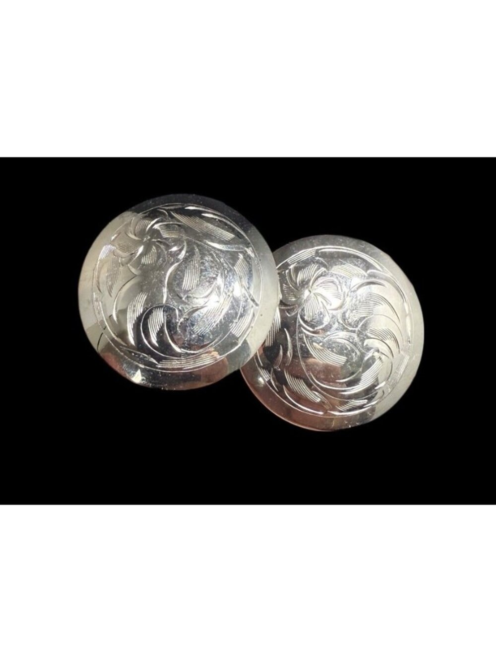 Bond Boyd 925 Round Screw Back Earrings Etched Swirl Clip On Sterling Silver